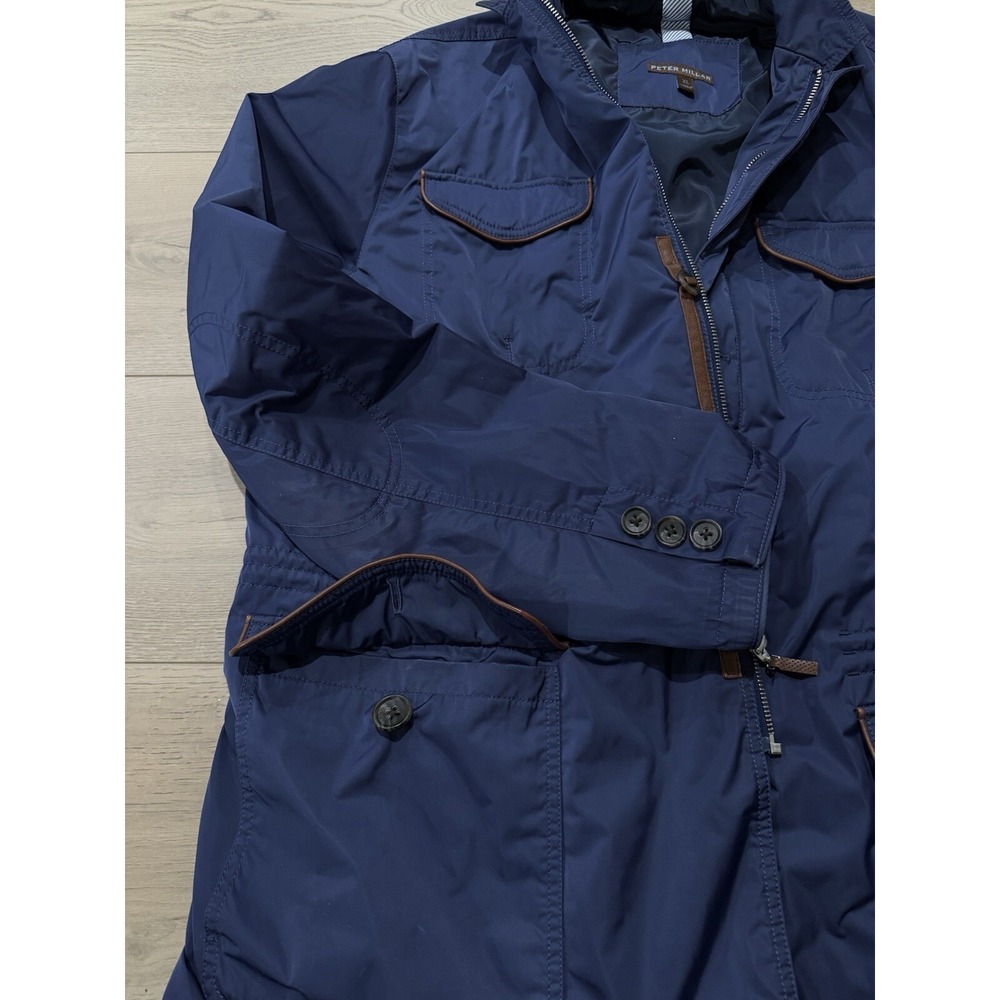 Men's peter millar rain jacket Size xl Performance Golf Navy Full Zip Collared - Picture 2 of 7